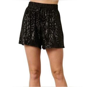 Pension Women’s Black Sequin Shorts Size Medium NWT